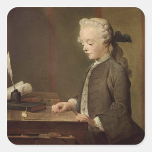 Sticker Carré L'enfant avec un tétotum