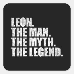 Sticker Carré Leon nom, Leon L'Homme Le Mythe La Légende