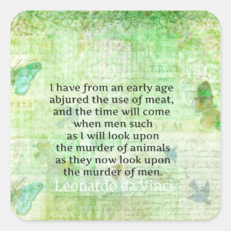 Sticker Carré Leonardo da Vinci Animal Rights cite vegan