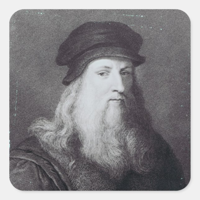 Sticker Carré Leonardo da Vinci, gravé par Raphael (Devant)