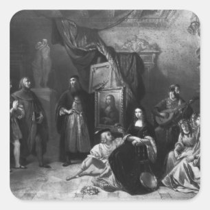 Sticker Carré Leonardo da Vinci peignant le Gioconda