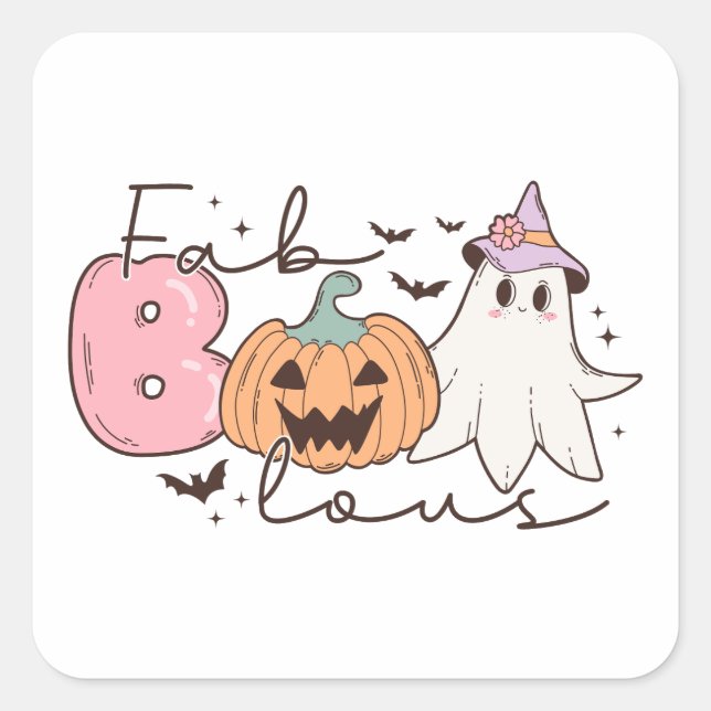 Sticker Carré Leopard Fab Boo Lous Halloween (Devant)