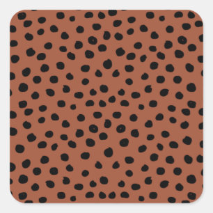 Sticker Carré Leopard Print Dots Rust Terracotta Cheetah Spots
