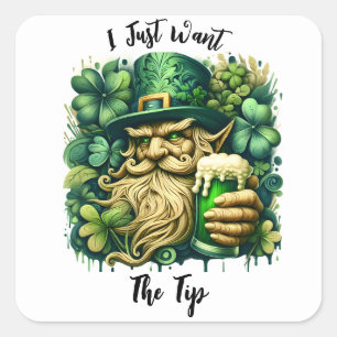 Sticker Carré Leprechaun Et Bière