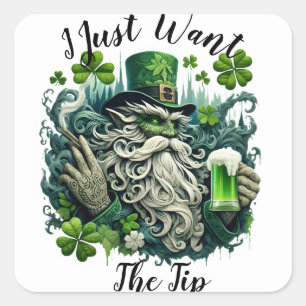 Sticker Carré Leprechaun Whimsical Savourer Un Froid