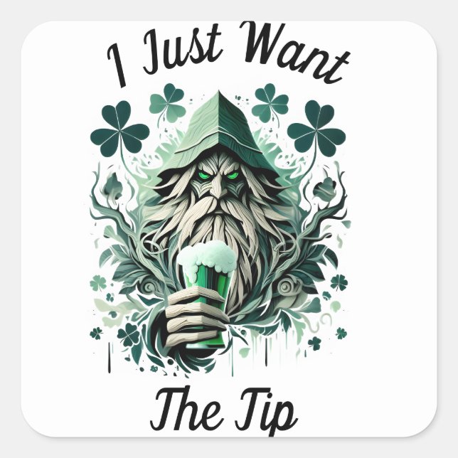 Sticker Carré Leprechaun Whimsical Savourer Une Brassée (Devant)