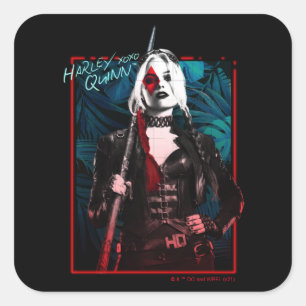 Sticker Carré L'équipe du suicide   Harley Quinn & Green Ferns