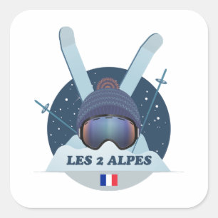 Sticker Carré Les 2 Alpes Ski resort