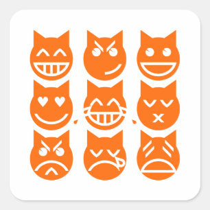 Sticker Carré Les 9 vies du chat Emoji