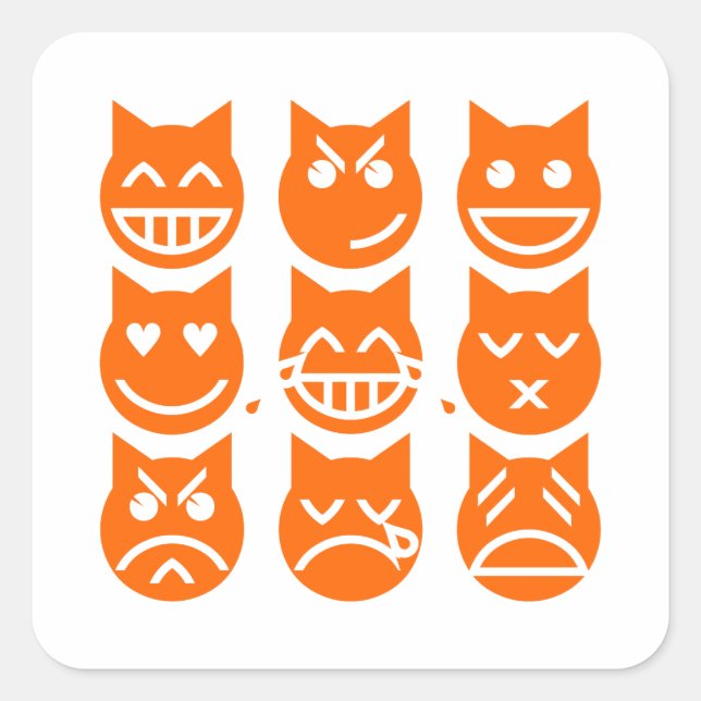 Sticker Carré Les 9 vies du chat Emoji (Devant)