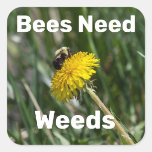 Sticker Carré Les abeilles ont besoin des mauvaises herbes