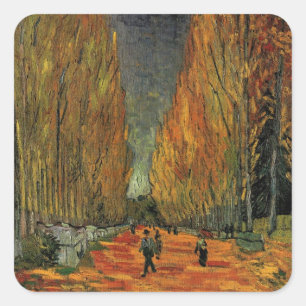 Sticker Carré Les Alyscamps (cimetière) par Vincent van Gogh