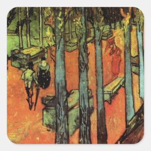Sticker Carré Les Alyscamps, Feuilles d'automne de Vincent van G