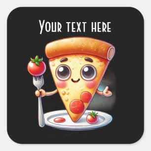 Sticker Carré Les amateurs de pizzas