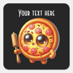 Sticker Carré Les amateurs de pizzas