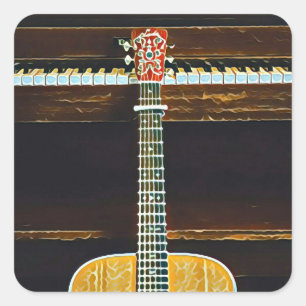 Sticker Carré Les amoureux de guitare cadeaux