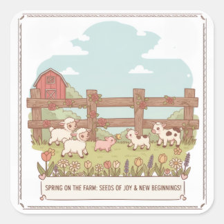 Sticker Carré les animaux de la ferme