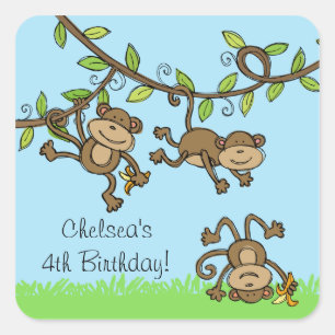 Sticker Carré Les animaux faits sur commande de zoo monkey