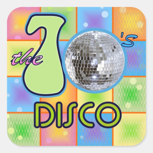 Sticker Carré les années 70 Disco (Devant)