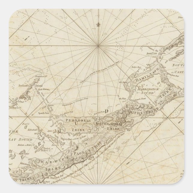 Sticker Carré Les Bermudes ou les îles d'été (Devant)