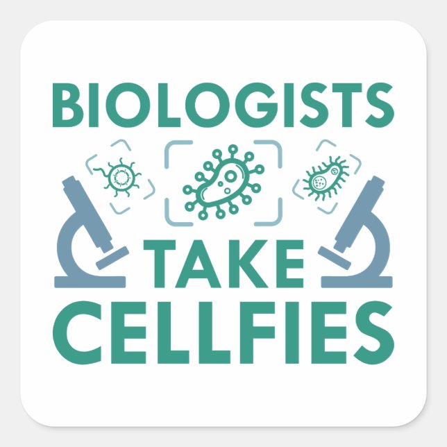 Sticker Carré Les biologistes prennent des cellules (Devant)