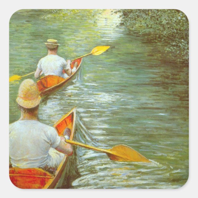Sticker Carré Les Canoës, Perissoires par Gustave Caillebotte (Devant)