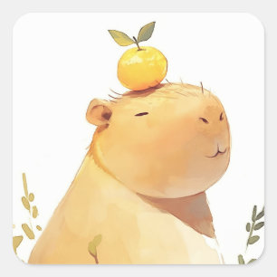 Sticker Carré Les Capybara qui ont porté une orange