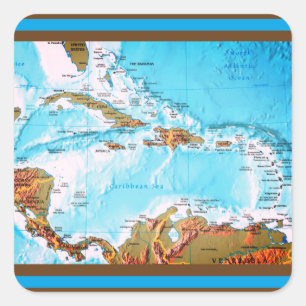 Sticker Carré Les Caraïbes (carte)