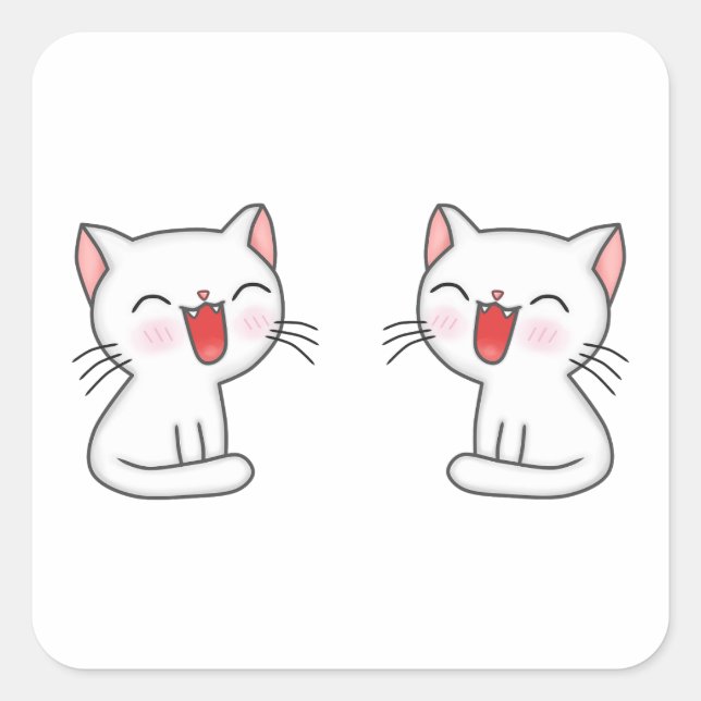 Sticker Carré Les chatons roses sourient (Devant)