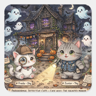 Sticker Carré Les chats détectives Freda et Junior, mystère d'Ha