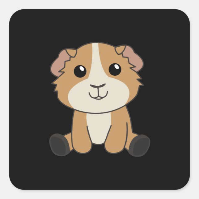 Sticker Carré Les Cochons De Guinée Mignons Animaux Pour Enfants (Devant)