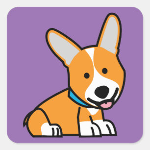Sticker Carré Les Corgis de corgi poursuivent le Pembroke