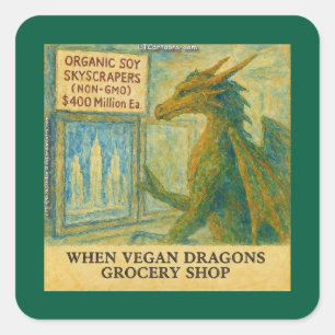 Sticker Carré Les courses drôles d'épicerie végane de Rick Londo