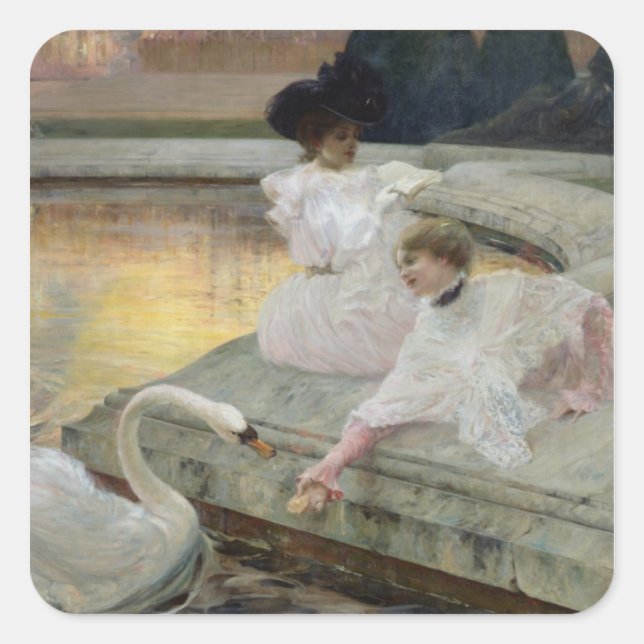 Sticker Carré Les cygnes, 1900 (Devant)