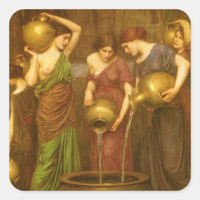Sticker Carré Les Danaides par John William Waterhouse (Devant)