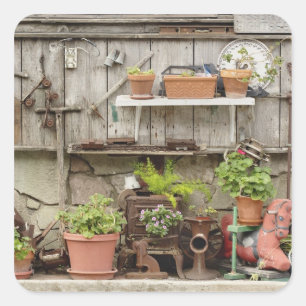 Sticker Carré Les décorations sur la clôture en bois, île de 