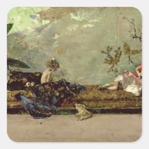 Sticker Carré Les enfants du peintre dans le salon japonais