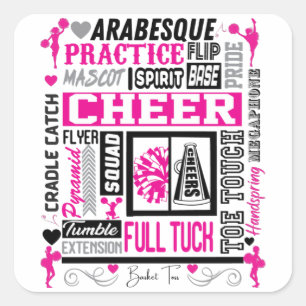 Sticker Carré Les filles typographie à la mode en noir et rose
