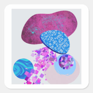 Sticker Carré Les Formes Modernes Purple Et Cyan