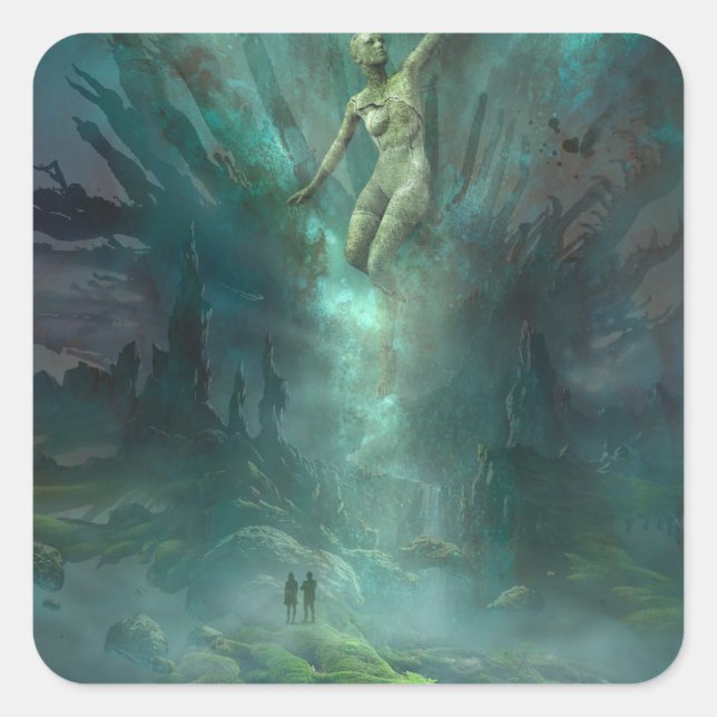 Sticker Carré Les géants dans une dystopie alien (Devant)