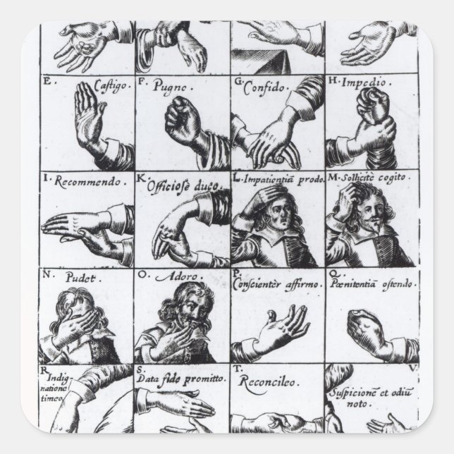 Sticker Carré Les gestes pour miming John Bulwer 'Chrilogia (Devant)