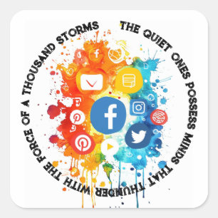 Sticker Carré Les icônes du réseau social Je cite Silence et esp