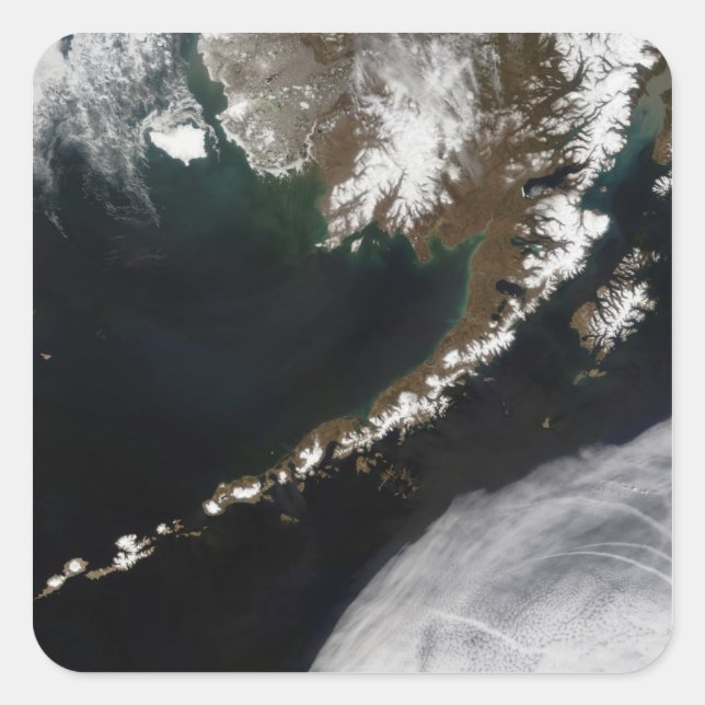 Sticker Carré Les îles Aléoutiennes et la péninsule d'Alaska (Devant)