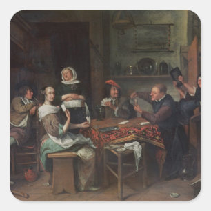 Sticker Carré Les joueurs de carte