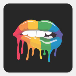 Sticker Carré Les lèvres arc-en-ciel meilleur cadeau