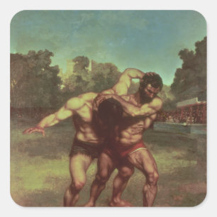 Sticker Carré Les lutteurs, 1853