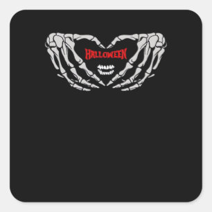 Sticker Carré Les Mains De Squelette Se Plier Dans Un Coeur. Hal