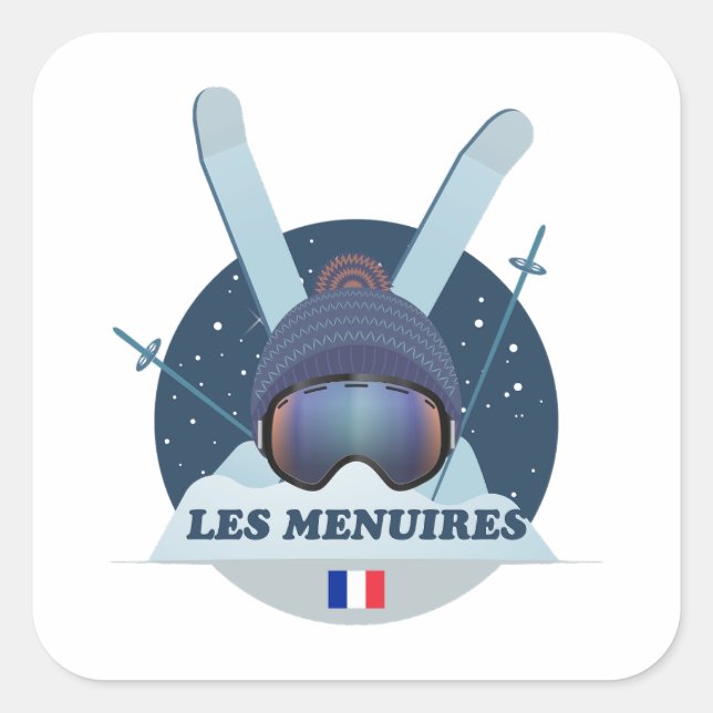 Sticker Carré Les Menuires Ski resort (Front)