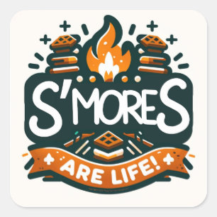 Sticker Carré Les mores, c'est la vie ! Camping & Scouting