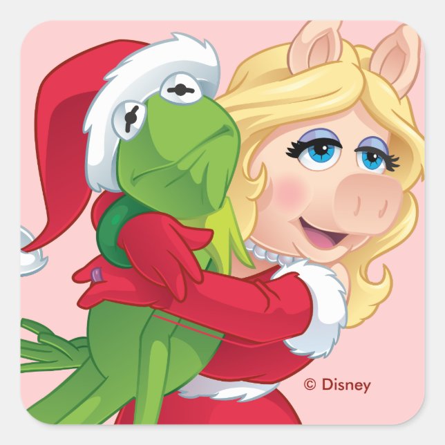 Sticker Carré Les Muppets | Kermit & Miss Piggy Christmas (Devant)